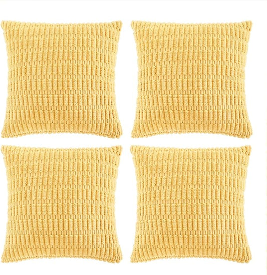 Fancy Homi 4 Packs Decorative Throw Pillow Covers for Living Room Couch Bed, Modern Farmhouse Boho Home Décor Accent Cushion Case, 16" x 16" (Pack of 4), Yellow