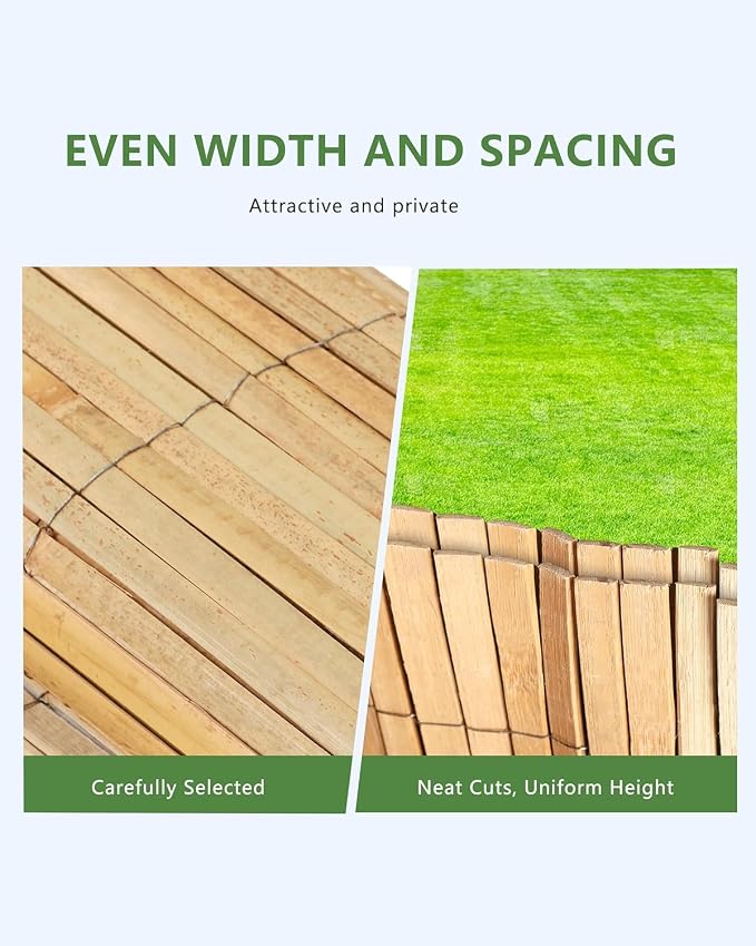 Natural Bamboo Slat Screening for Indoor or Outdoor Garden (6FT x 10FT)