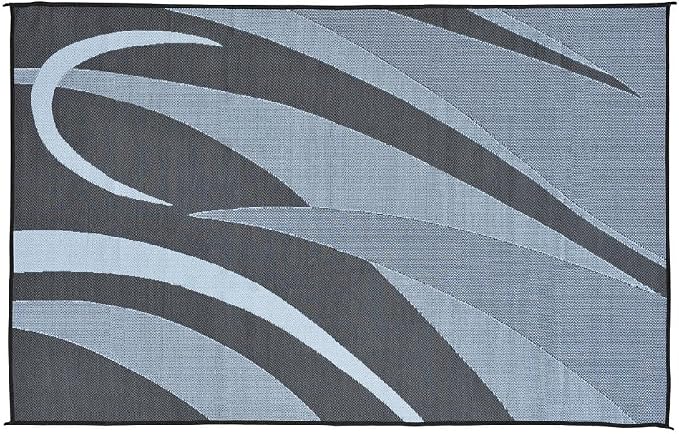 Stylish Camping GA1 Reversible Graphic Patio Mat-8' x 12', Black/Silver