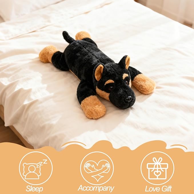 CSVBTRF Weighted Stuffed Animals, 4.1 lbs 20" German Shepherd Plush Hugging Pillow, German Shepherd Dog Stuffed Animal Gifts for Kids Boys and Girls