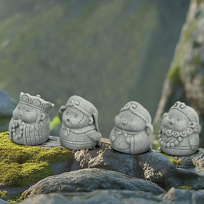 4Pcs Cute Buddha Statue Set - 2 Inch Mini Resin Monk Figurines of Tang Monk, Sun Wukong, Zhu Bajie & Sha Wujing for Office Desk, Study Room Decor and Chinese Culture Gifts