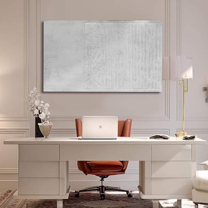 ZUNARE Vertical Minimal Wall Art Soft Neutral Abstract Line Canvas Painting Contemporary Minimal Artwork for Living Room Bedroom Kitchen Space 32x48 inch