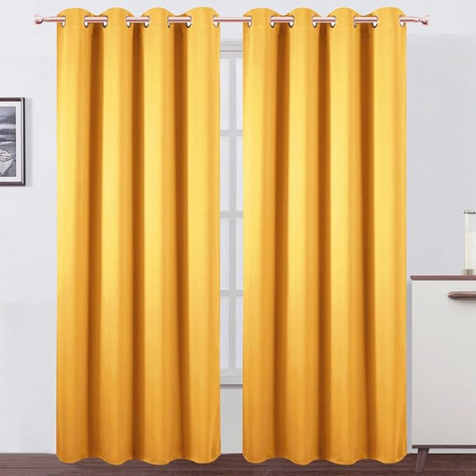 LEMOMO Blackout Curtains 52 x 90 Inch Long Yellow Curtains Set of 2 Panels Room Darkening Curtains for Bedroom and Living Room