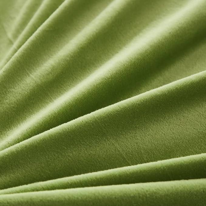 Faux Fur Velvet Fluffy Bedding Duvet Cover Set Down Comforter Quilt Cover with Pillow Shams, Ultra Soft Warm (Apple Green, Queen)