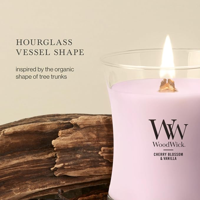 WoodWick Cherry Blossom & Vanilla Medium Hourglass Scented Candle
