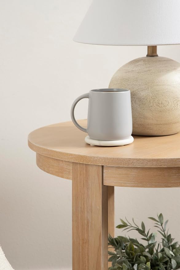 Kate and Laurel Foxford Tiered Round Side Table; 22 x 22 x 25; Light Natural; Transitional Two-Tier Circle Nightstand Table with Storage for Use as Living Room End Table