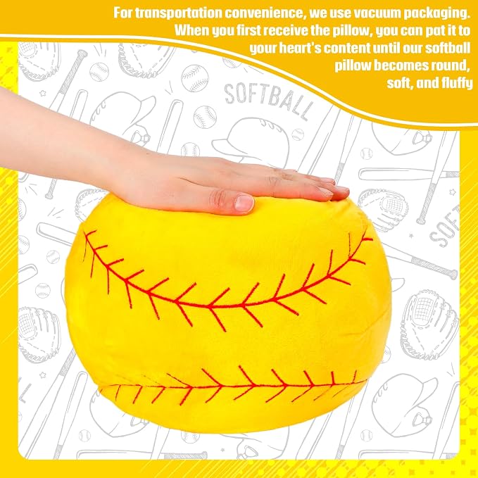 Gerrii 4 Pcs Softball 3D Sports Pillow Fluffy Plush Stuffed Throw Pillow Sport Theme Plush Stuffed Cushion Gift Decor (Softball)