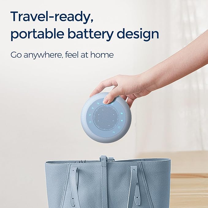Buffbee Pro 2nd Gen – Upgraded to Rechargeable Battery | 3-in-1 Portable White Noise Sound Machine, Alarm Clock & Bluetooth Speaker for Sleep, Travel & Bedroom (Cloud Blue)