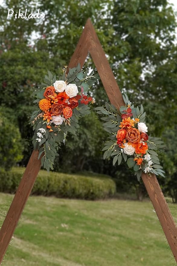Faux Flower Swag Set of 2 for Wedding Welcome Signs Floral Swag Reception Ceremony Decor Orange