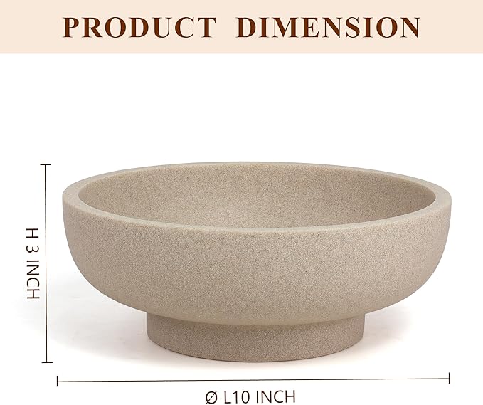 YMXYJM Large Decorative Bowl, Modern Handicraft Resin Bowls for Home Decor, Decorative Fruit Bowl for Kitchen Counter, Stylish Key Bowl for Entry Table, Artificial Stone Resin Beige