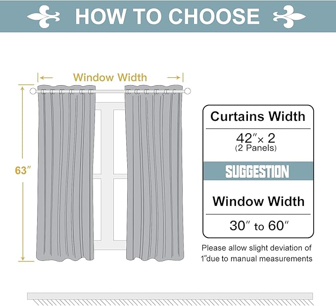 ChrisDowa Grommet Blackout Curtains for Bedroom and Living Room - 4 Panels Set Thermal Insulated Room Darkening Curtains (Light Grey, 42W x 63L)
