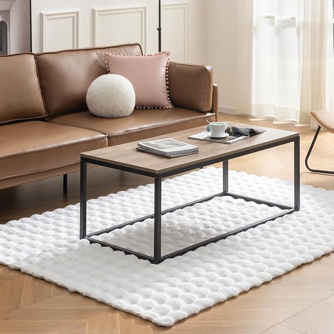 Ashler Faux Rabbit Fur Rug, White 6x9 FT Fluffy Soft Runner Area Rugs, Rectangle Fuzzy Carpet for Living Room, Bedroom, Machine Washable - 3D Bubble Mat