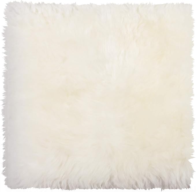 Natural Sheepskin Chairpad with Non-Slip Backing | 100% Real New Zealand Wool Sheepskin for Car Seat, Accent Chair, or Vanity Chair, Natural