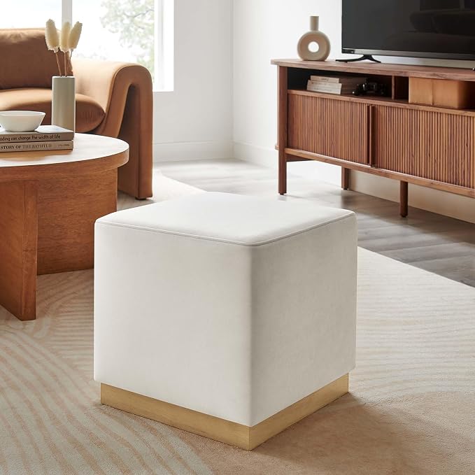 Modway 17" Square Performance Velvet Upholstered Upholstered Ottoman