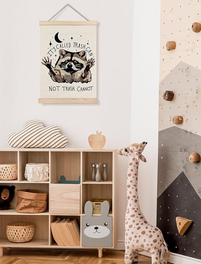 Foritho Funny Motivational Raccoon Poster Wall Art Framed, Gifts for Raccoon Lovers, It's Called Trash Can Inspirational Trash Panda Canvas Prints Wall Decor for Home Kitchen Office, 12x16 Inch