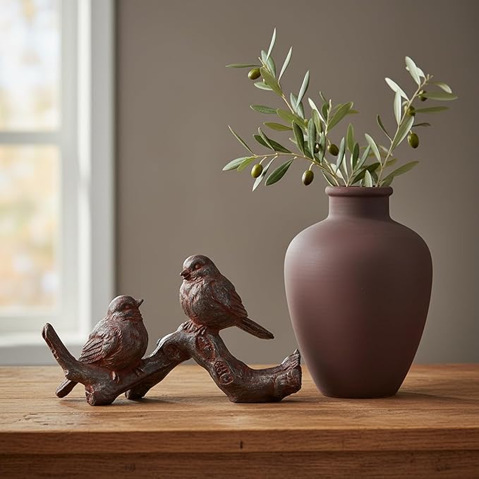 Braxio Bird Figurines Home Decor – Resin Tabletop Vintage Distressed Birds on Branch, Rustic Farmhouse Decor for Living Room, Bedroom, Office, 6 x 2.3 x 3.4 Inches