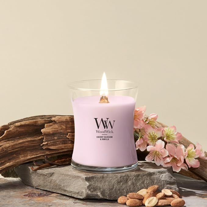 WoodWick Cherry Blossom & Vanilla Medium Hourglass Scented Candle