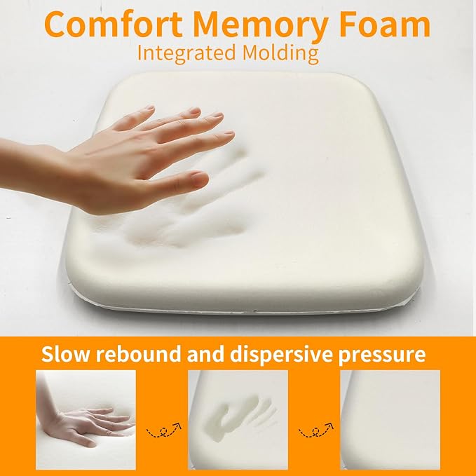 Lifup Square Chair Pads Memory Foam Seat Cushion Soft Cozy Plush Non Slip Thick Pad with Ties and Removable Cover for Dining Room, Office Pink 14 x 14 Inch