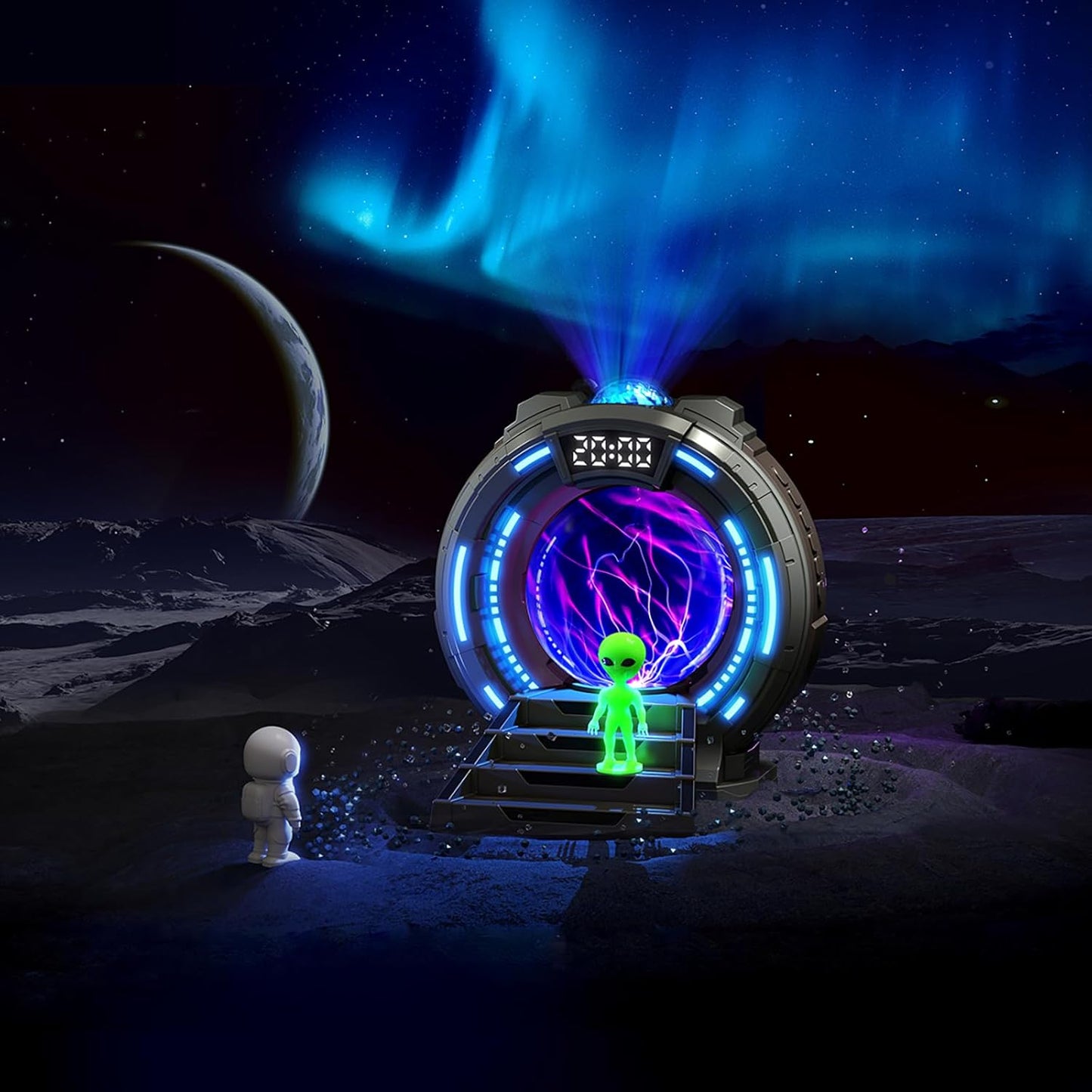 Space Portal Night Light,Alien Veins lamp,Plasma Globe Light LED Aurora Projector,Timer,Remote Control,Party,Adults,Kids' Room Decor Lamps,Christmas,Birthday Gift(Gray)