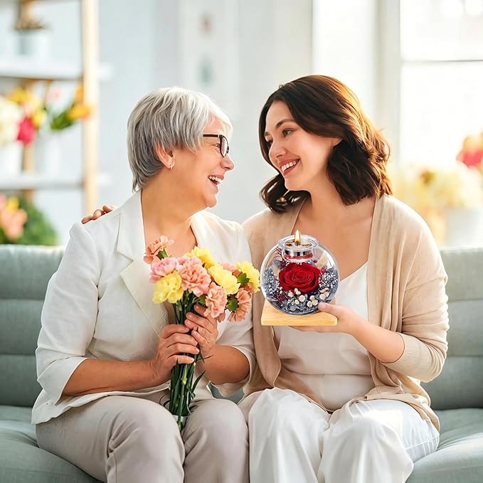 Mothers Day Rose Gifts for Mom Birthday Gift for Women Preserved Rose in Glass with 2 Fragrances Eternal Purple Roses Forever Flowers for Delivery Mothers Day Flower Gifts for Mom Grandma Wife Sister