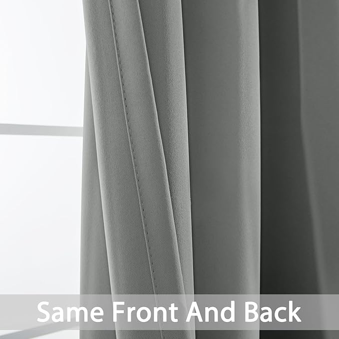 Yakamok Dove Grey Room Darking 63 Inch Length 2 Panel Sets for Livingroom Dining Room Darkening Thermal Insulated Bay Window Hotel Modern Elegant Black Out Sunblock Curtins/Bedroom, 62 x 63 Inches