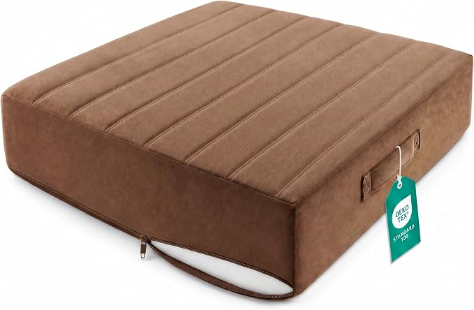 Codi Thick Replacement Couch Cushions, Upholstery Foam with Washable Covers for Sofa Cushion Chair Meditation - 24 × 24 × 5 Inch | High Density Foam, Coffee