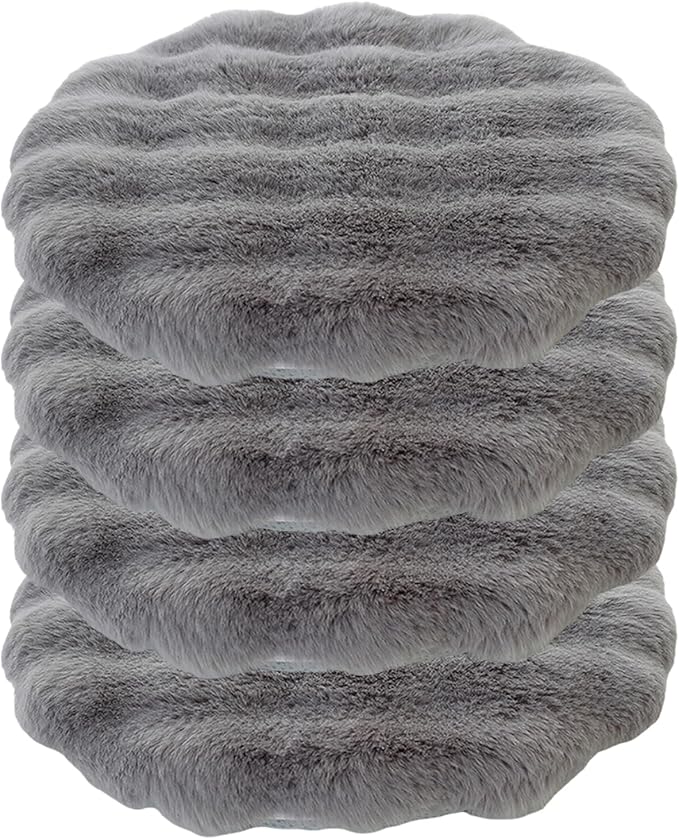 Lifup 4 Pack Round Chair Pads Memory Foam Seat Cushion Soft Cozy Plush Non Slip Thick Pad with Ties and Removable Cover for Dining Room, Office Grey 18 x 18 Inch
