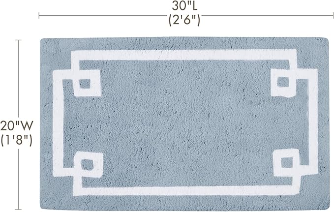 Madison Park Evan 100% Cotton Bathroom Rug Non Slip Backing-Luxrurious Tufted Plush Bath Mat Absorbent, Quick Dry, Spa Design Shower Room Décor, 20x30, Blue