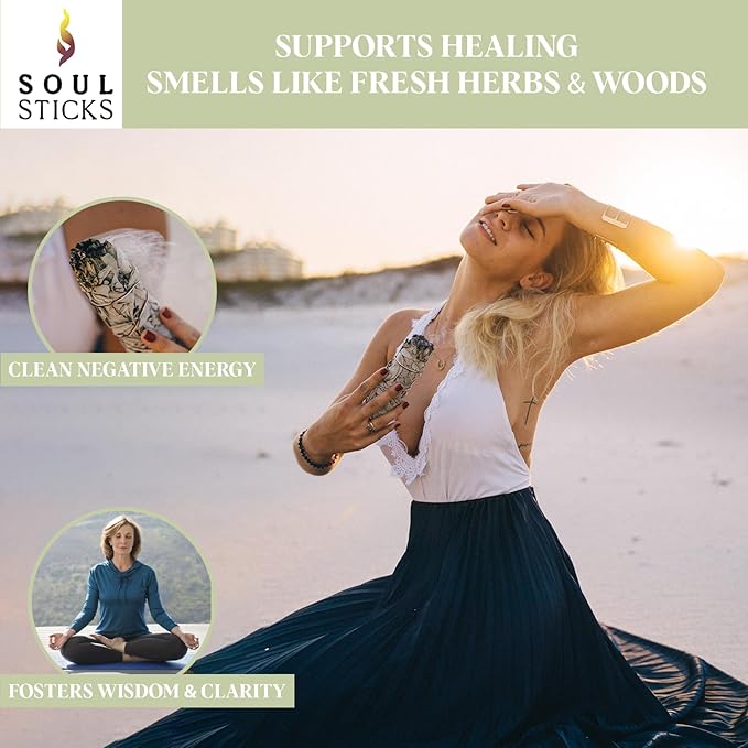 SOUL STICKS 4 Inch 25 Pack Organic White Sage Smudge Smudging Sticks | Bulk Quantities for Home Cleansing, Good Energy Meditation & Smudging Rituals | Sustainably Sourced California White Sage Bundle