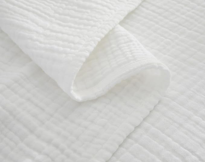 100% Cotton Muslin Throw XL Blanket (50" x 70") – A Luxuriously Soft, 4-Layer Lightweight and Breathable Gauze Blanket, Perfect for Year-Round use on beds, couches (White, Throw XL)