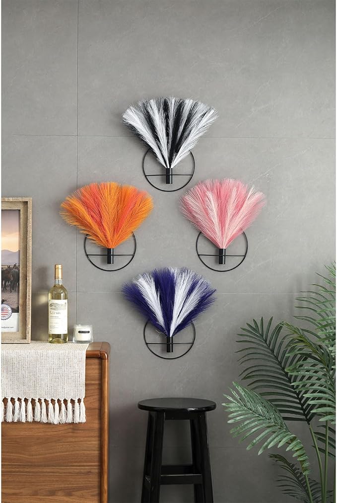 Pretty Jolly Boho Wall Art, Hanging Artificial Pampas Display, 2 Pack - Living Room, Bedroom, Bathroom, Dining Room