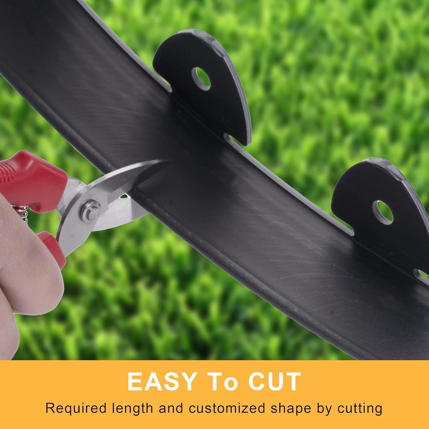 Landscape Edging, 40' 2" Tall Garden Edging with Scissors, Lawn Edging with 36 Garden Spikes and 2 Connectors, Heavy Duty PP&PE Material Edging for Landscaping, Garden, Lawn, Black