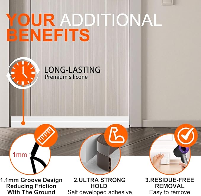 5Pack Door Draft Stopper,39" Adjustable Door Sweep Weather Stripping Bottom Seal,Blocks Cold Air, Noise, Dust & Light for Interior & Exterior Doors,Easy Install Draft Blocker Gap Filler