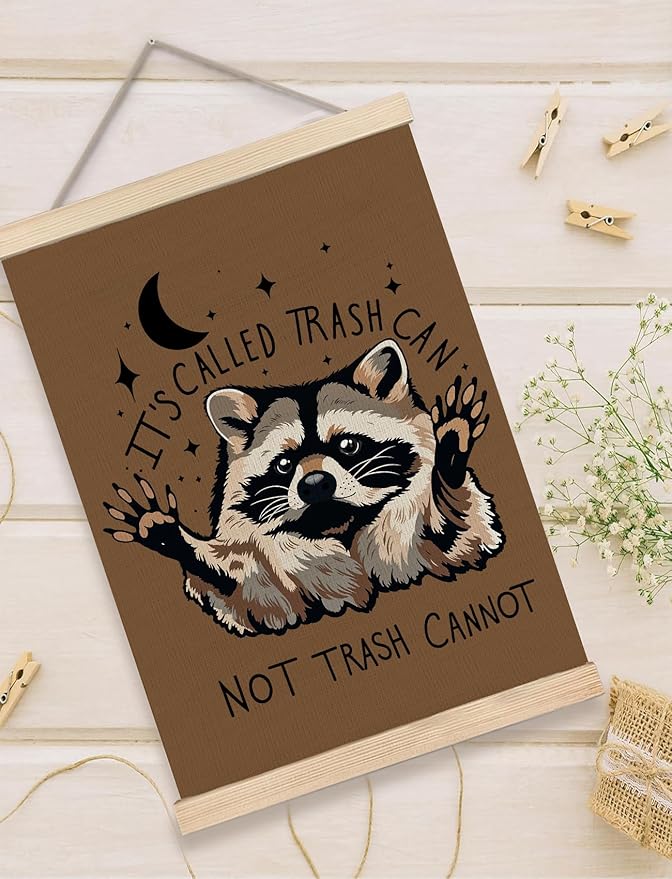 Foritho Funny Motivational Raccoon Poster Wall Art Framed, Raccoon Lovers Gifts, Funny Meme Trash Panda Animal Canvas Prints Wall Decor for Home Bedroom Dorm Office, 12x16 Inch