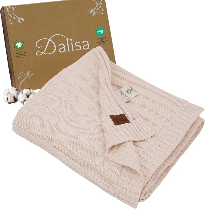 100% Organic Cotton Knit Blanket Denise -Soft and Lightweight, Breathable All-Season Throw for Bed, Sofa, or Lounge Area -GOTS Certified-Perfect for Home and Bedroom Styling (Earth Ivory, 60x80)