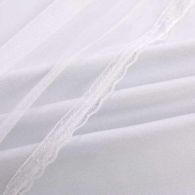 Greyish White Blackout Curtains Set - Double Layers Voile Sheer Light Blocking Draperies with Tie-Backs for Bedroom Windows, 52 x 63 inches, Greyish White, 2 Pieces
