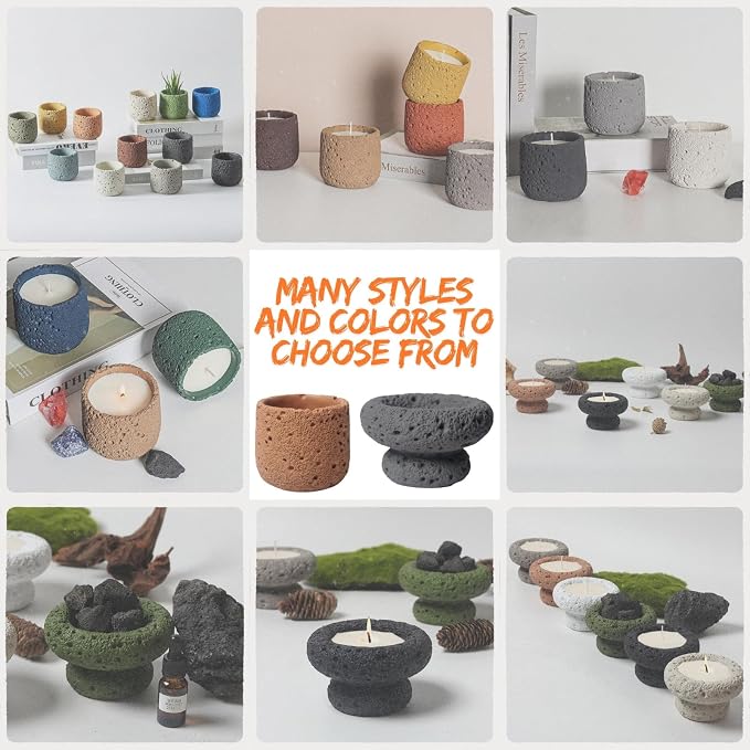 Cement Candle Container in Dark Orange, Stylish and Durable, Empty Cup for Wax Pouring and Aromatherapy, Perfect for Home Décor and Gifts, 3pc