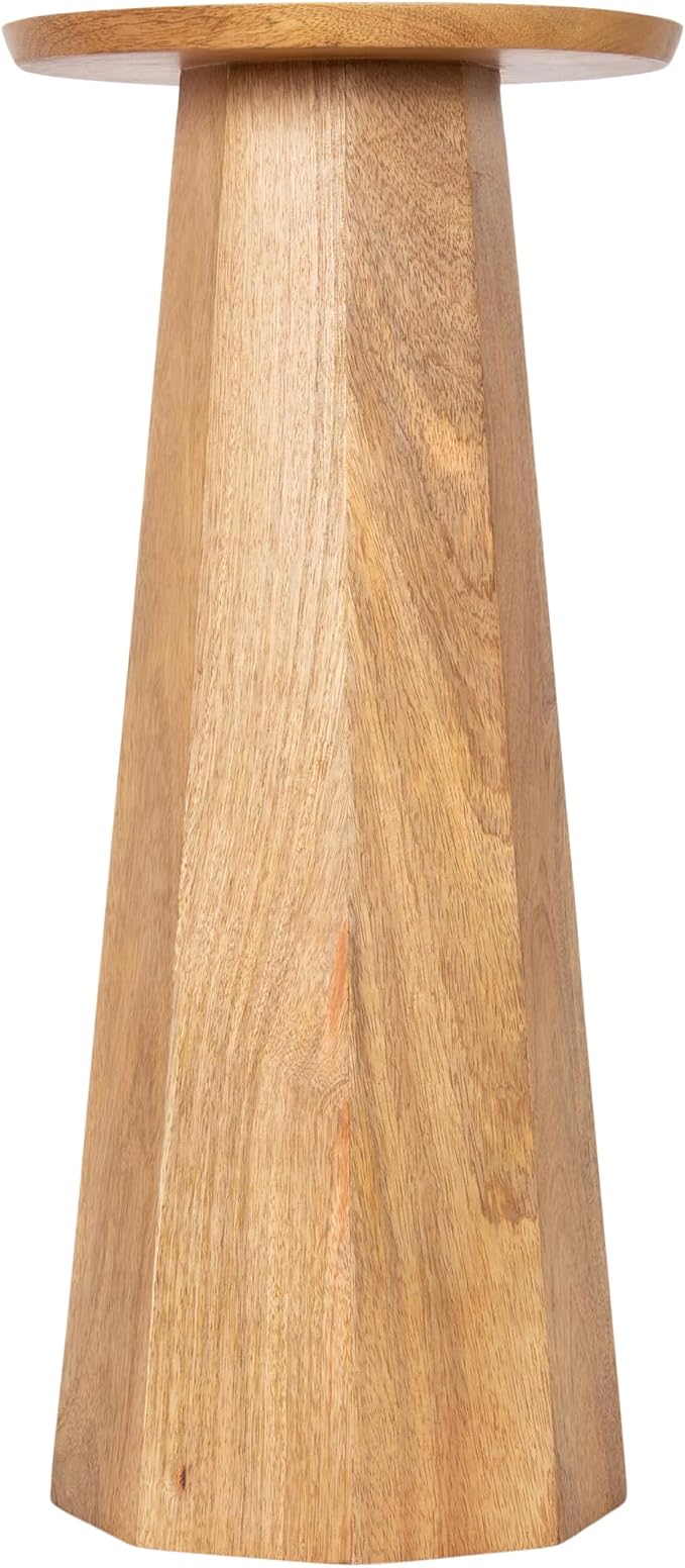Kate and Laurel Hemingson Modern Mango Wood Round Drink Table, 10 x 10 x 22, Natural Wood, Mid-Century Circle Pedestal Table for Use as Bedroom Nightstand, Indoor Plant Stand, or Living Room Accent
