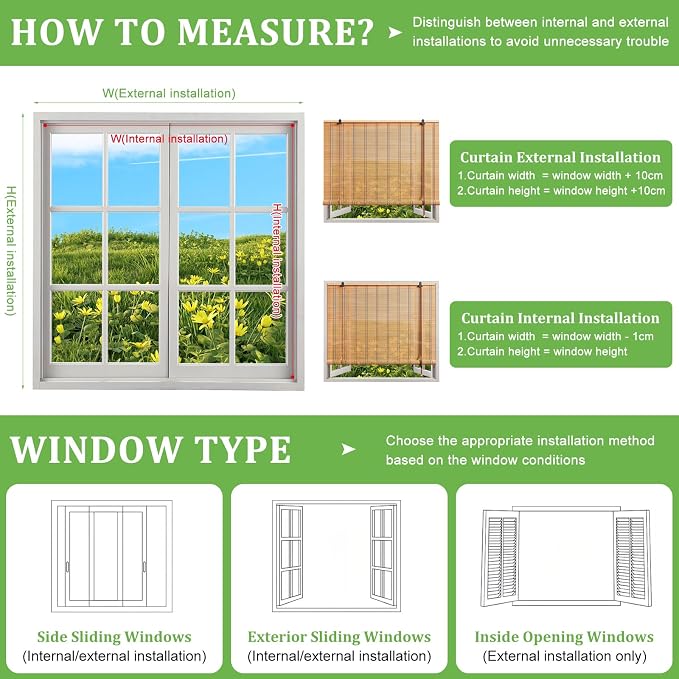 Bamboo Blinds 32x48 inch Bamboo Roman Shades for Indoor Windows Outdoor Patio,Light Filtering Sunshade Roll Up Window Shades,Easy to Install