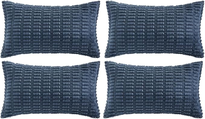 Fancy Homi 4 Packs Decorative Throw Pillow Covers for Living Room Couch Bed, Modern Farmhouse Boho Home Décor Accent Cushion Case, 24" x 16" (Pack of 4), Dusty Blue