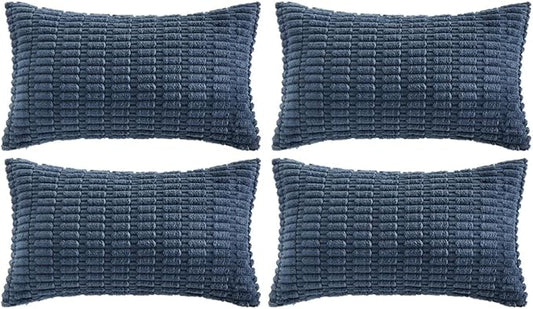 Fancy Homi 4 Packs Decorative Throw Pillow Covers for Living Room Couch Bed, Modern Farmhouse Boho Home Décor Accent Cushion Case, 24" x 12" (Pack of 4), Dusty Blue