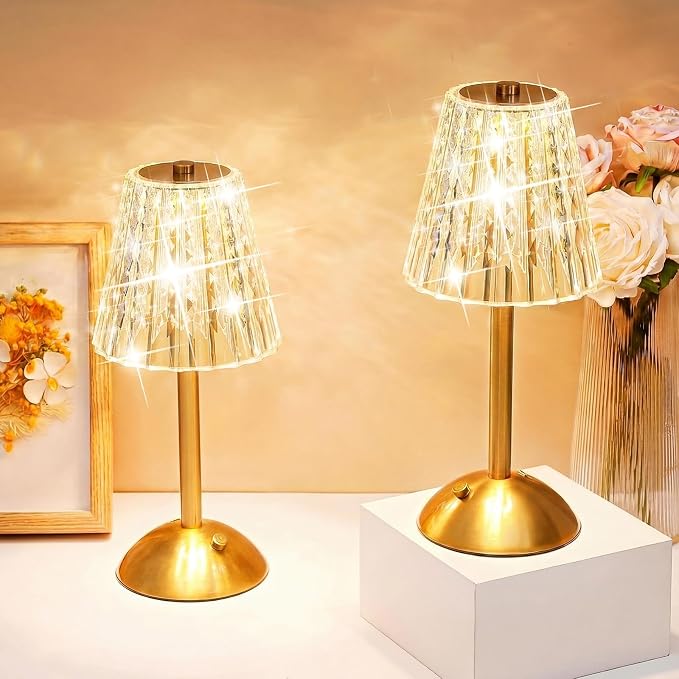 Liliful 1 Pcs Cordless Table Lamp Rechargeable Touch LED Small Gold Portable Battery Operated USB-c Desk Lamp 3 Color Dimmable for Bedroom Living Room Dining (Gold,Classic Style)