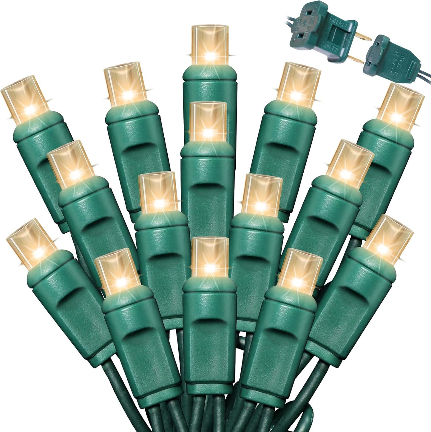 600LED (12pk of 50L) String Lights,LED Christmas Lights, 6" SPACING,Green Wire,Warm White