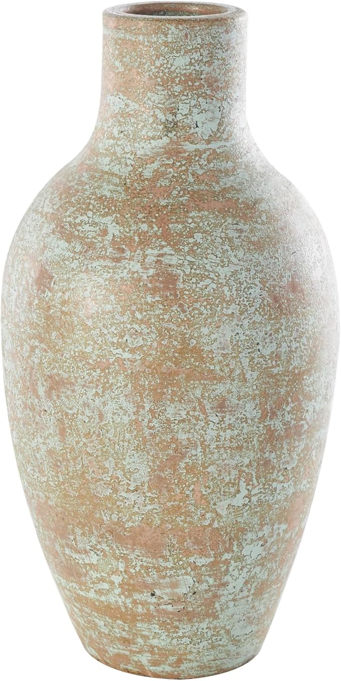 Deco 79 Ceramic Decorative Vase Antique Style Textured Patina Centerpiece Vase, Flower Vase for Home Decoration 10" x 10" x 20", Brown