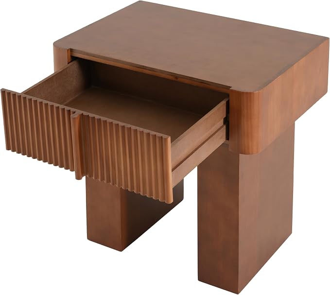 Christopher Knight Home Endes Modern Side Table with Drawer, Living Room Sofa End Table, Small Coffee Table with Storage, Walnut