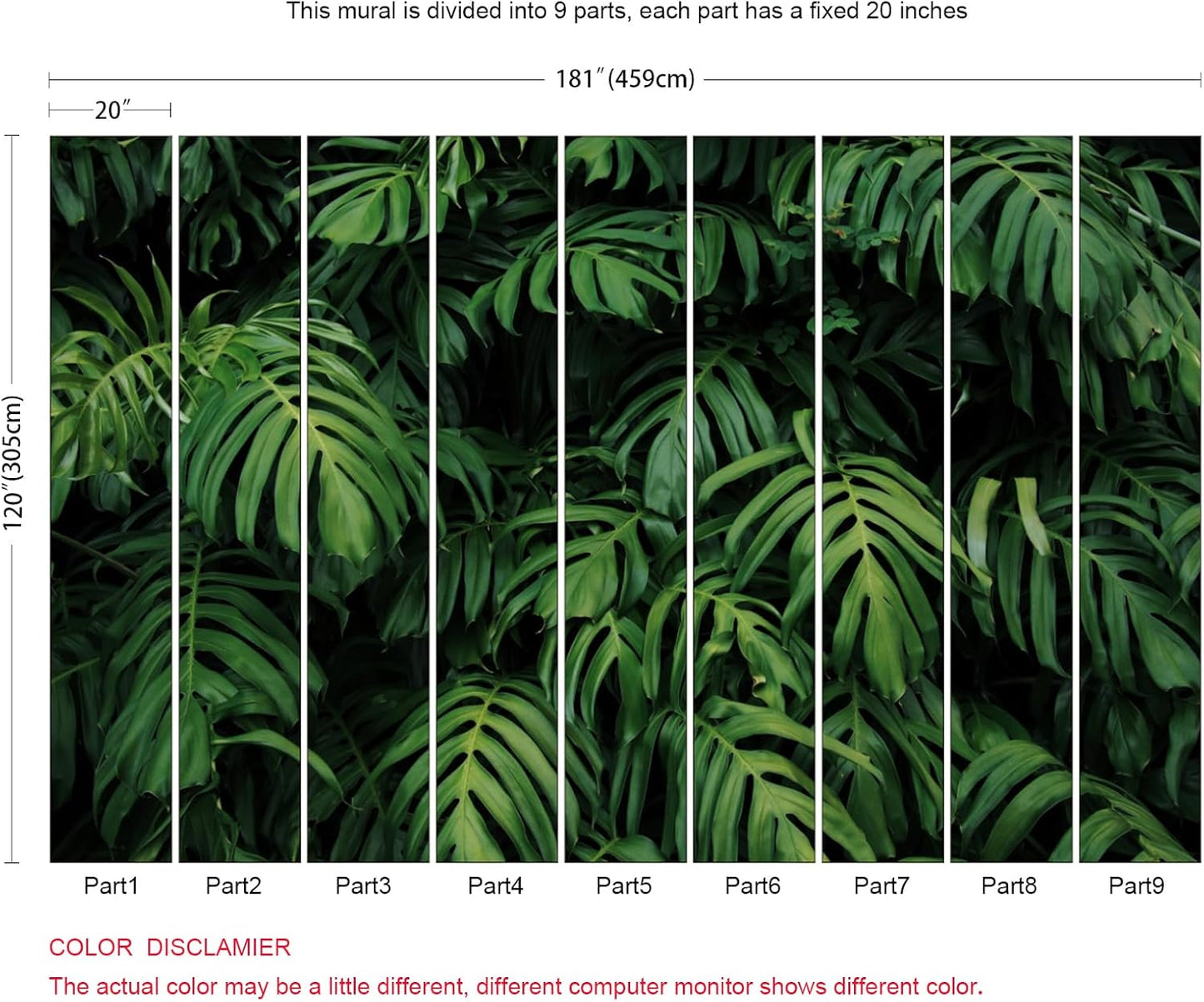Tropical Monstera Wallpaper Banana Leaf Wall Mural Wallpaper for Living Room Bedroom TV Background Wall Covering(Not Peel n' Stick)