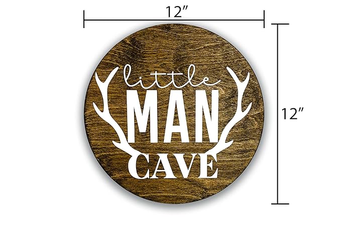 Little Man Cave, 12" Wood Wall Sign for Nursery, Bedroom, Living Room, Rustic Home Decor, Crib Decorations, Woodland Aesthetic, Gift for Newborn Boys, New Mom, Handmade, Hickory Hollow Designs