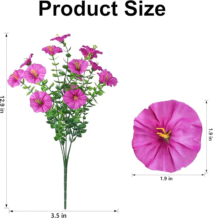 Ivydale 24 Bundles Artificial Flowers for Outdoors Spring Summer Porch Decor, Faux Petunias Plants Outdoor Fake Realistic UV Resistant Silk Flowers for Outside Planters Patio Window Garden Yard Home