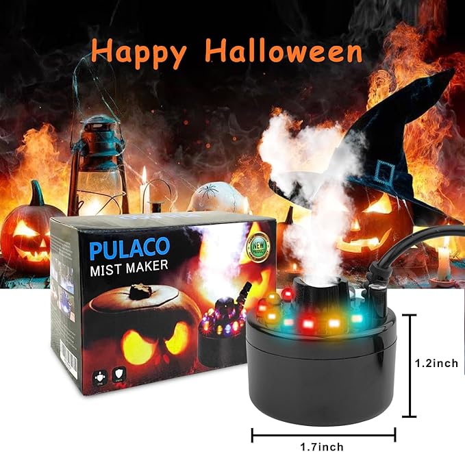 PULACO Mist Maker, Indoor Fountain Mister Foggers, Small Pond Fog Machine Atomizer Air Humidifier Perfect for Water Feature, Halloween