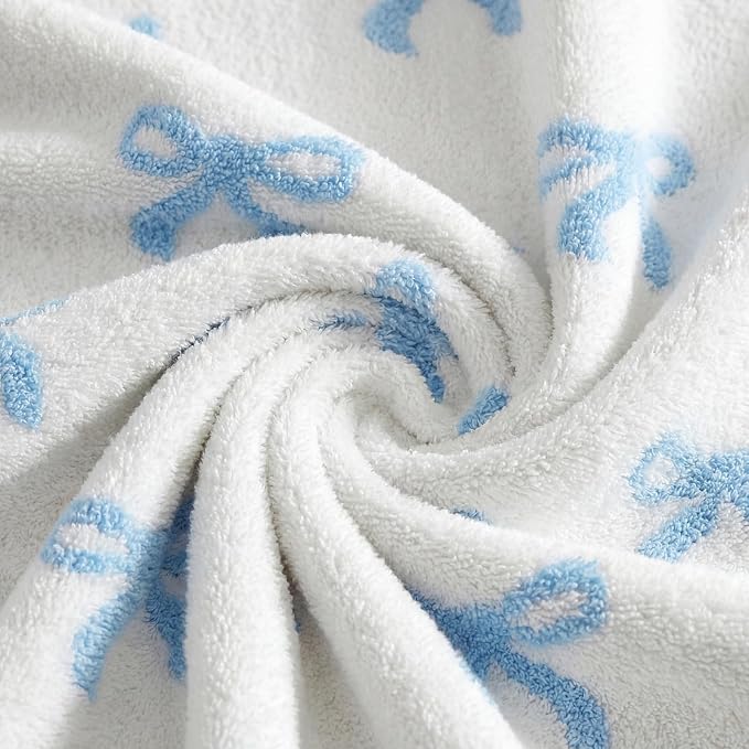 WRENSONGE Soft Throw Blanket for Couch-Cozy Reversible Knitted Blankets | Lightweight Warm Fluffy Decor for Women, Mom, Her & Girls, Sofa, Chair, Bed, 50x60in,Bubble Bowknot Blue